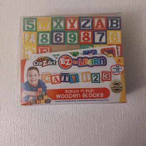NEW ! WOODEN ALPHABET AND NUMBERS  LEARNING BLOCKS